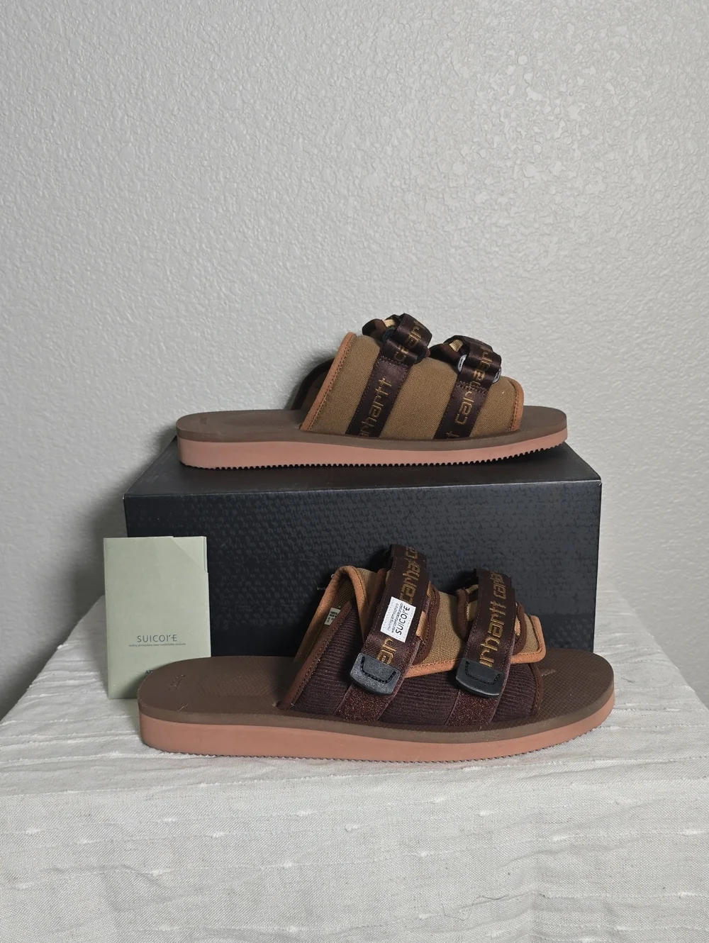 Carhartt Brown Tan Men’s Double-Strap Slide Sandals